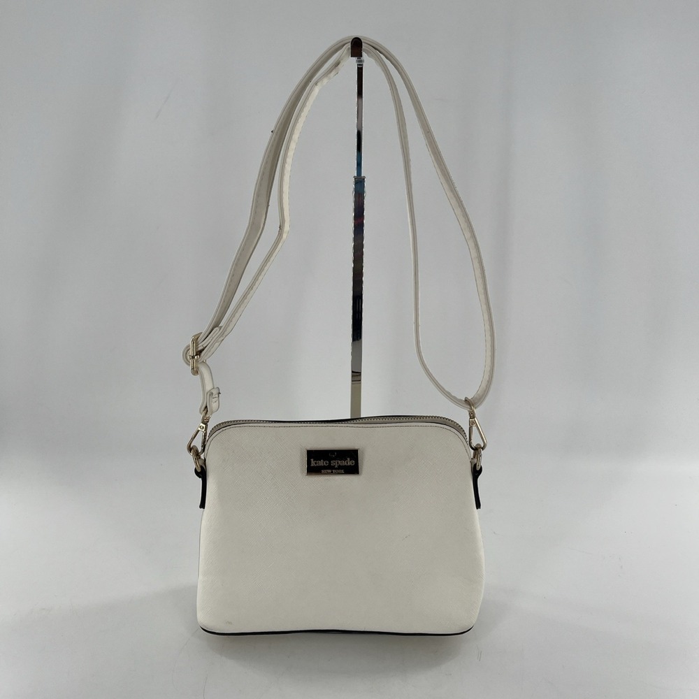Kate Spade Zip Dome Jeanne Crossbody Saffiano Leather Meringue Cream Ivory Strap